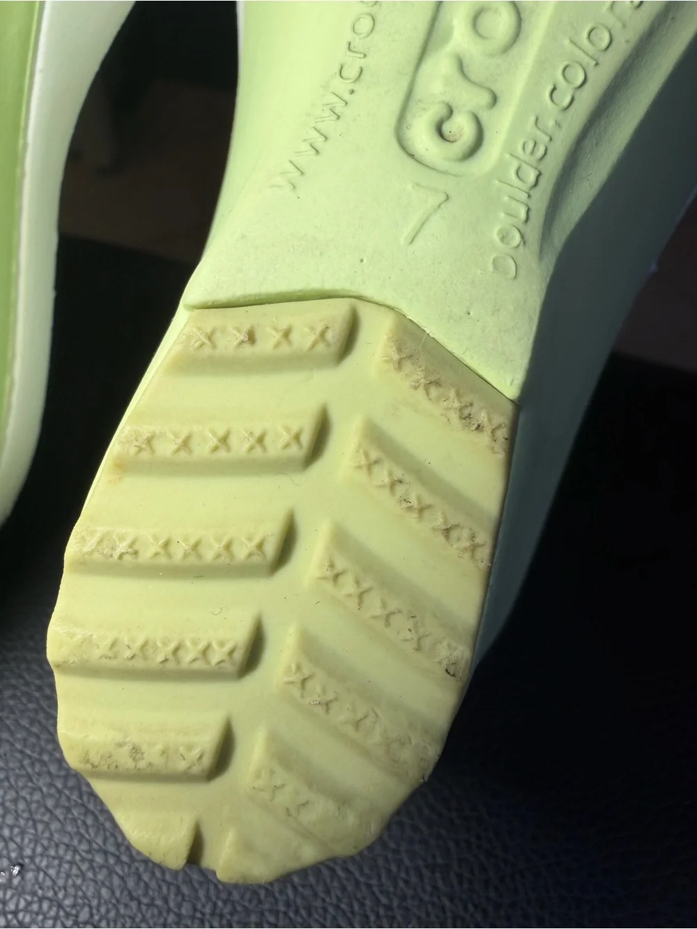 Crocs Lime green White Rubber Slide Sandals Wedge Heel Open Toe Womens Size 7